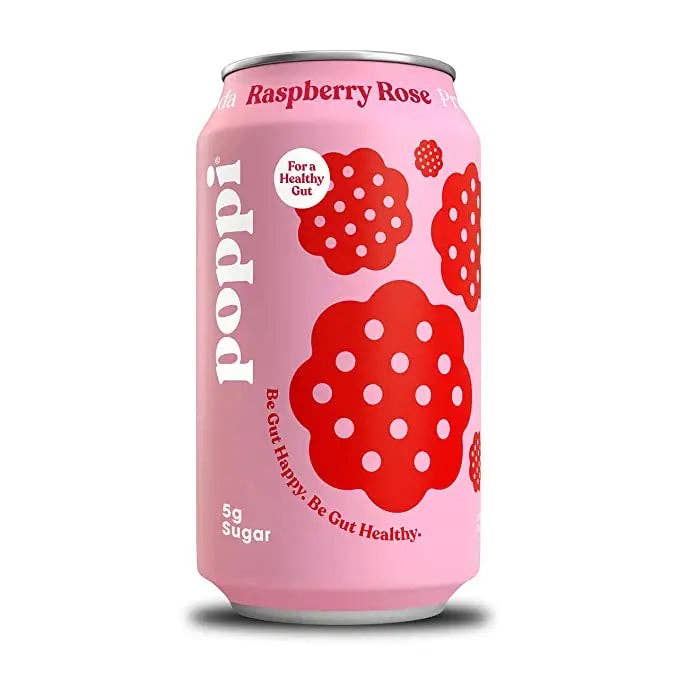 Soda pétillant prébiotique à la framboise et à la rose POPPI