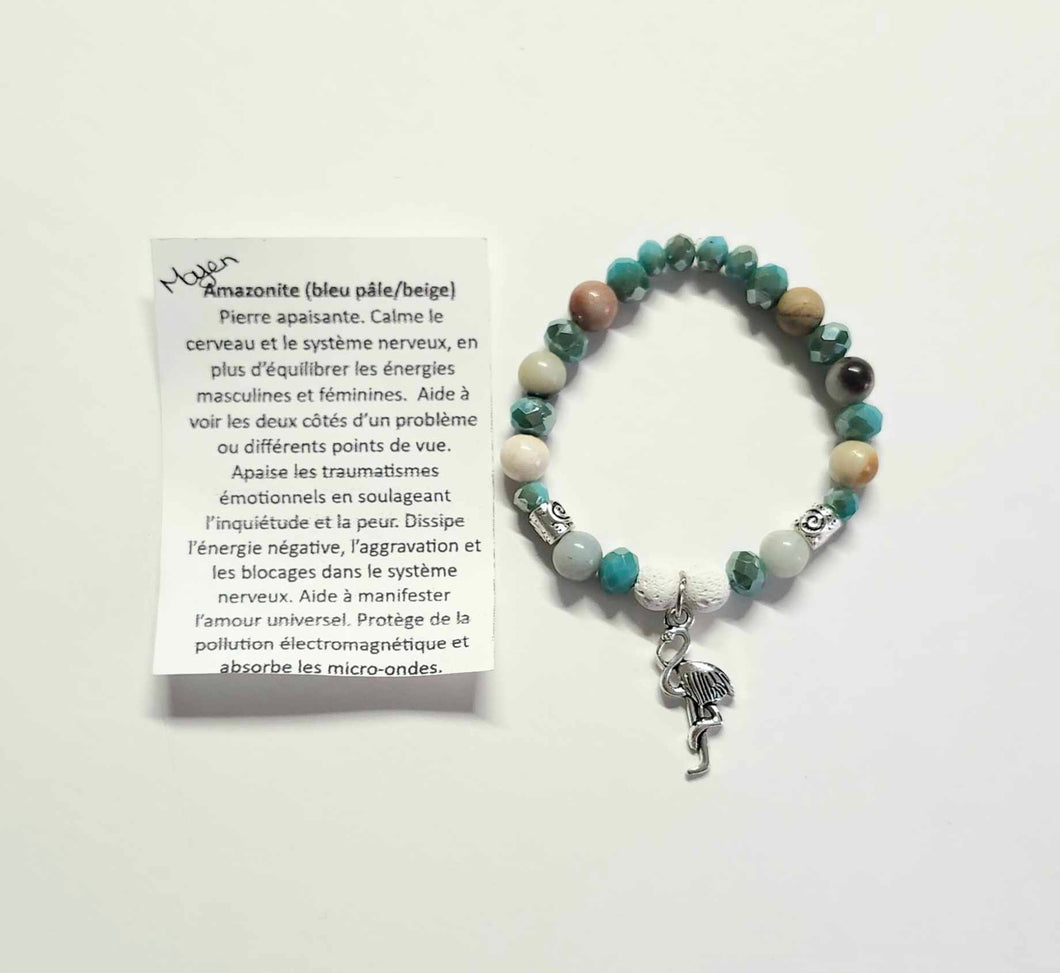 Bracelet - Amazonite - Bleu pâle/beige - Moyen