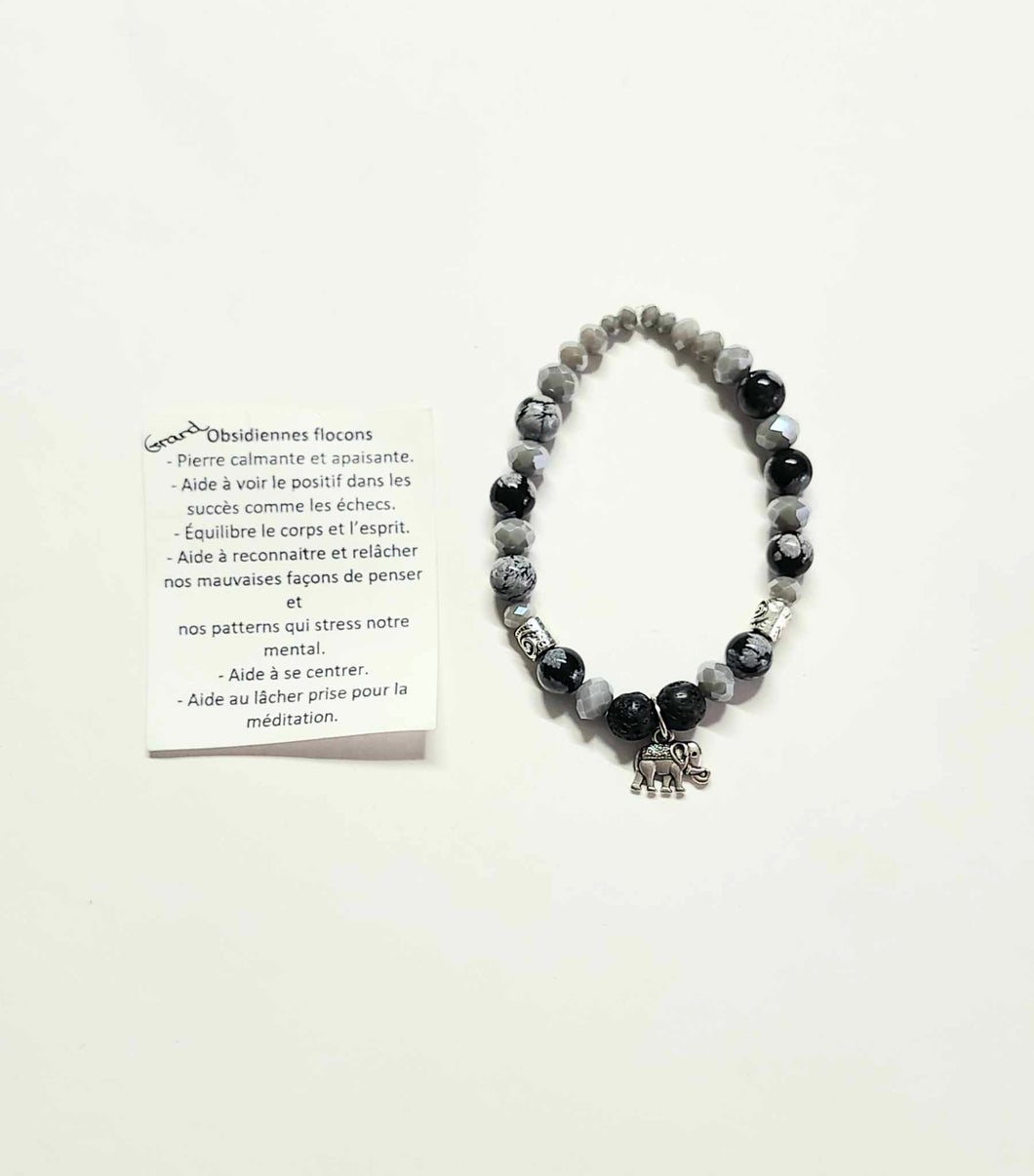 Bracelet - Obsidienne flocons - Grand