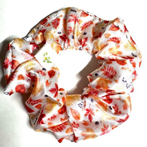 Chouchou en satin régulier - Feuille colorée