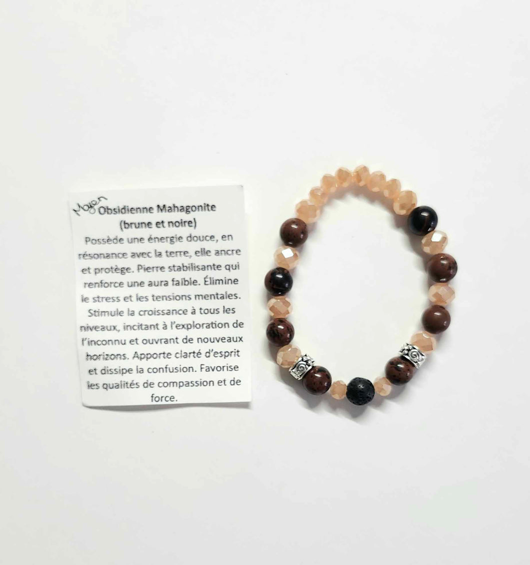 Bracelet - Obsidienne Mahagonite - Moyen