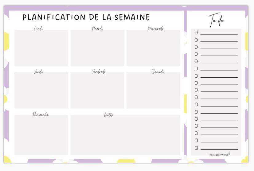 Planificateur de semaine • Lilas