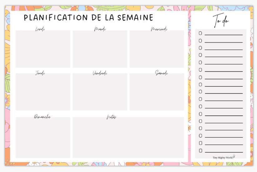 Planificateur de semaine • Fleurs