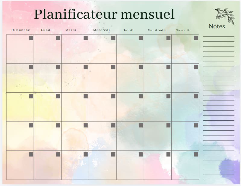 Planificateur mensuel