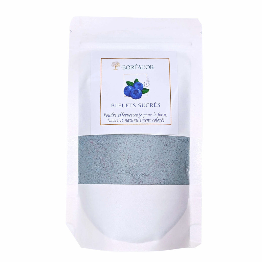 Poudre de bain effervescente- Bleuets