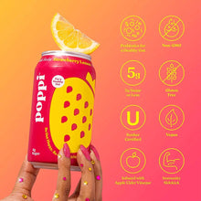 Charger l&#39;image dans la galerie, Soda prébiotique pétillant à la fraise et au citron POPPI
