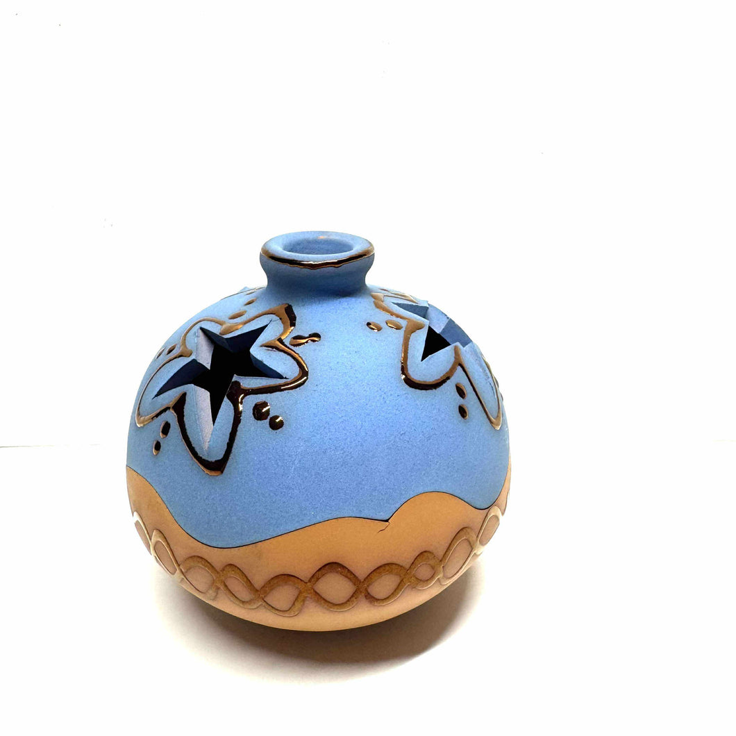 Cache pot bleu
