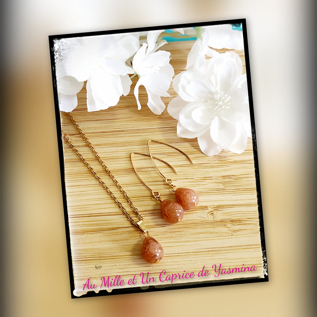 Collier et boucles d'oreilles • Sunstone