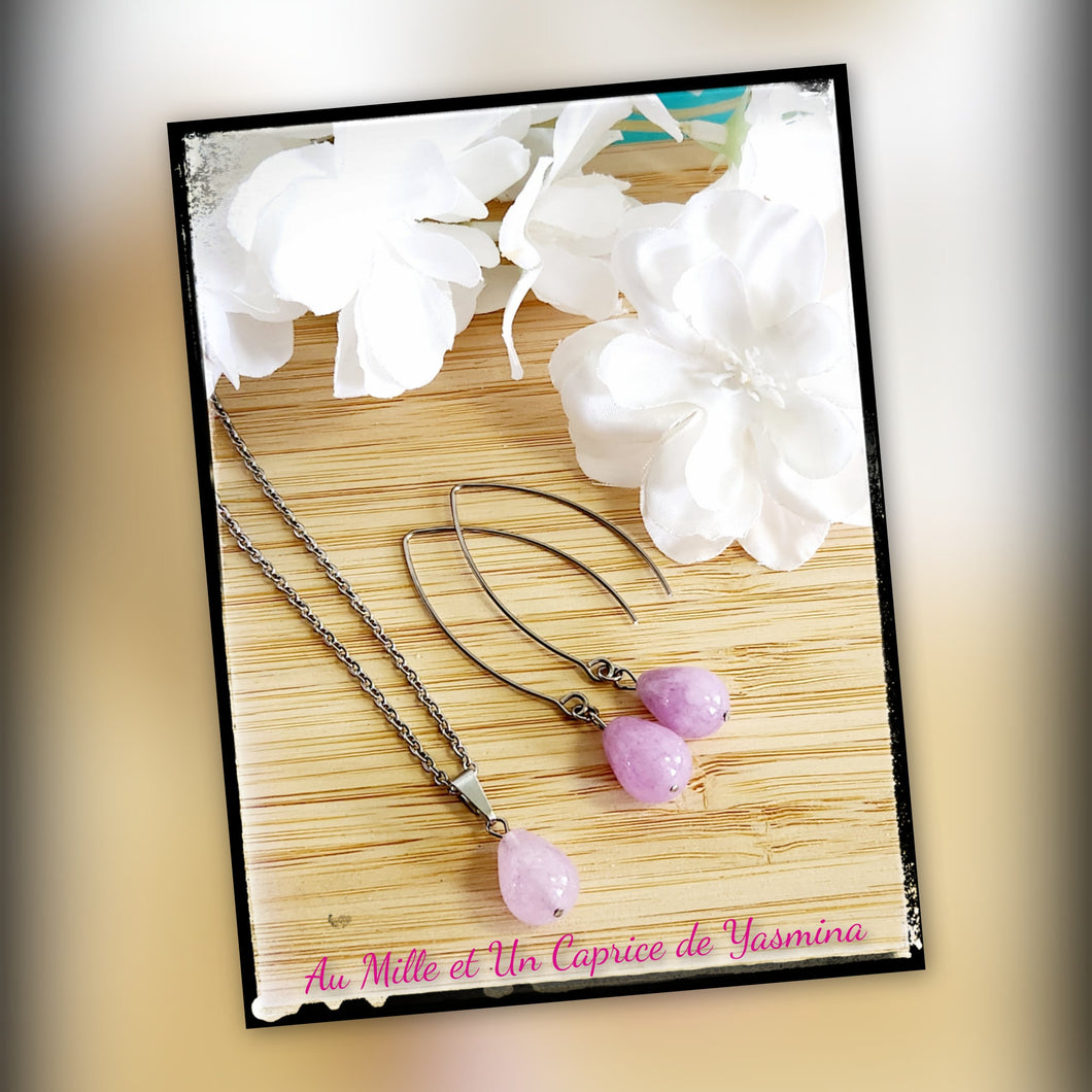 Collier et boucles d'oreilles • Angelite