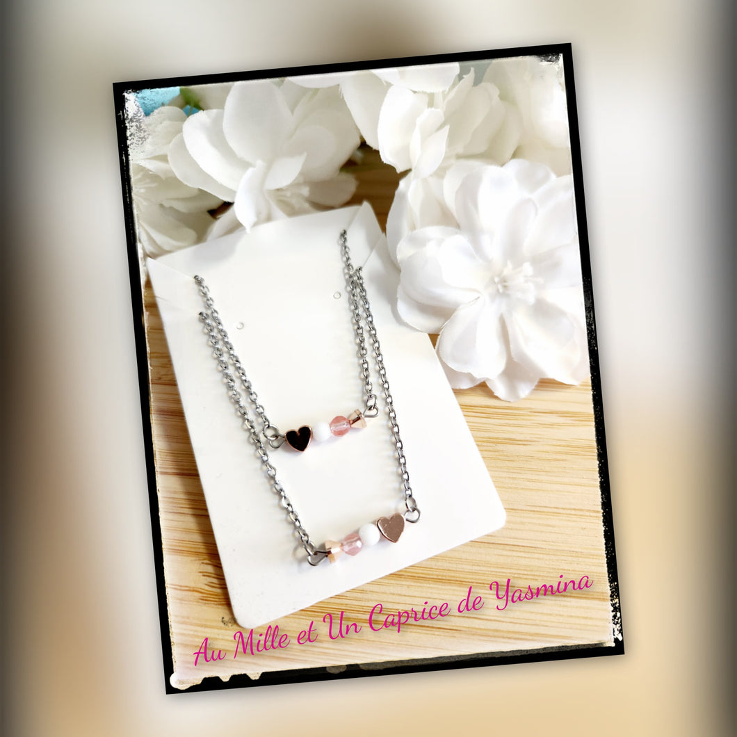 Duo collier • Hématite or rose
