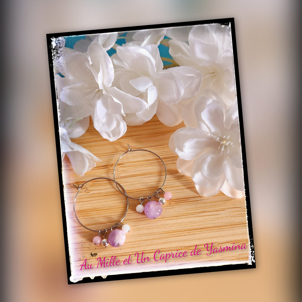 Boucle d'oreille • Jade rose